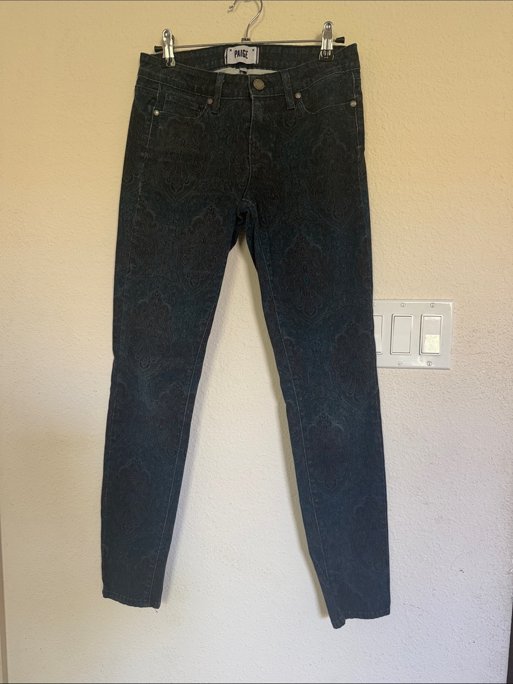 PAIGE Paisley-Print Skinny Jeans Size 27
